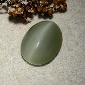 4,81 ctw natürlicher grüner Actinolite Cat's Eye, Oval Schliff, Lichtdurchlässig