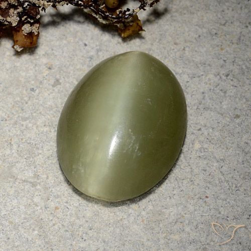 5,10 ctw natürlicher grüner Actinolite Cat's Eye, Oval Schliff, Lichtdurchlässig