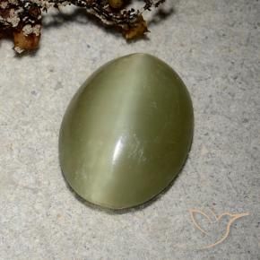 5,10 ctw natürlicher grüner Actinolite Cat's Eye, Oval Schliff, Lichtdurchlässig
