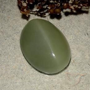 9,17 ctw natürlicher Armeegrün Aktinolith Katzenauge, Oval, Lichtdurchlässig