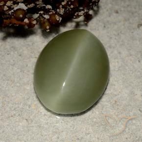 5,41 ctw natürlicher grüner Actinolite Cat's Eye, Oval Schliff, Lichtdurchlässig
