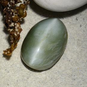 4,96 ctw natürlicher grüner Actinolite Cat's Eye, Oval Schliff, Lichtdurchlässig