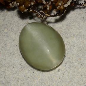 2,40 ctw natürlicher grüner Actinolite Cat's Eye, Oval Schliff, Lichtdurchlässig