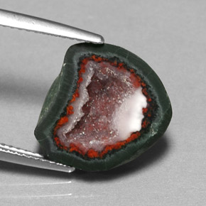 6,91 ctw natürlicher mehrfarbiger Achatgeode, Fantasieschliff, Lichtundurchlässig