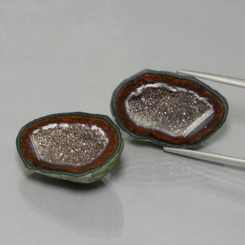 45,20 ct natürliche mehrfarbiger Achatgeode-Edelsteine, Fantasieschliff, Lichtundurchlässig
