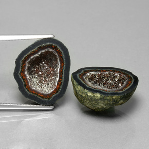 28.74 ct natürliche Mehrfarbig Achat-Geode-Edelsteine, Ausgefallene Form, Lichtundurchlässig