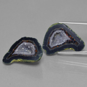 37,89 ct natürliche mehrfarbiger Achatgeode-Edelsteine, Fantasieschliff, Lichtundurchlässig