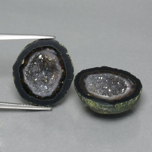 32.52 ct natürliche Vielfarbig-grün Achat-Geode-Edelsteine, Ausgefallene Form, Lichtundurchlässig
