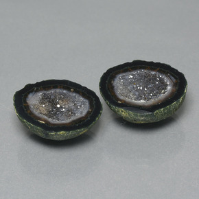 32.52 ct natürliche Vielfarbig-grün Achat-Geode-Edelsteine, Ausgefallene Form, Lichtundurchlässig