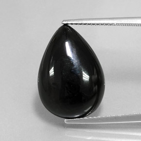 11,73 ctw natürlicher schwarzer Achat, Birnenform, Lichtundurchlässig