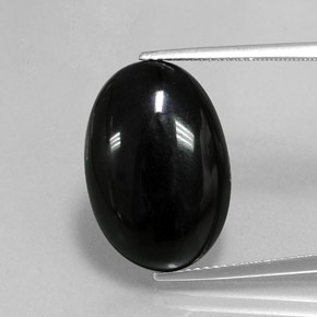 13,65 ctw natürlicher schwarzer Achat, Oval Schliff, Lichtundurchlässig
