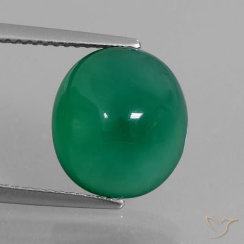 5.87ct Natürlicher Waldgrün Achat, Oval, Lichtdurchlässig