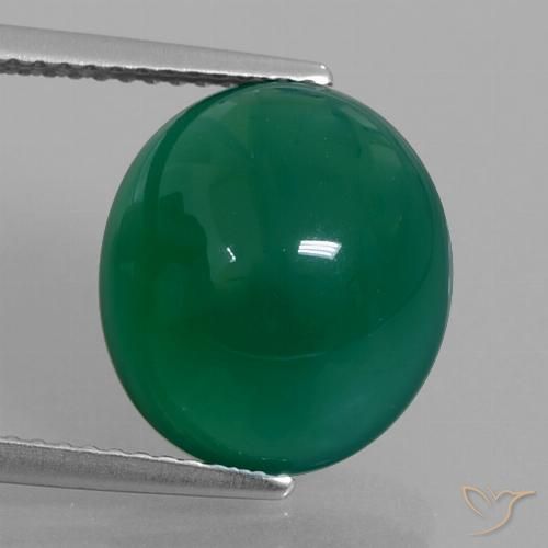 6.68ct Natürlicher Waldgrün Achat, Oval, Lichtdurchlässig