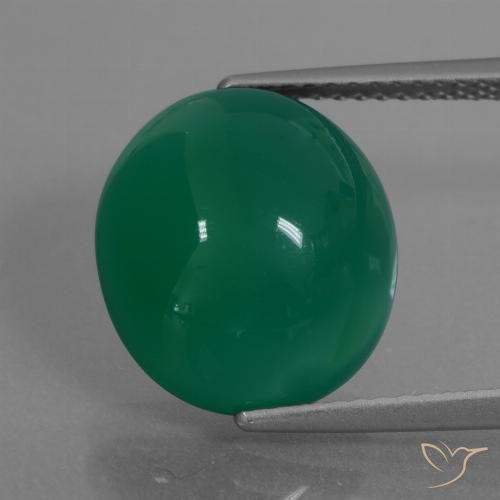 7.24ct Natürlicher Waldgrün Achat, Oval, Lichtdurchlässig