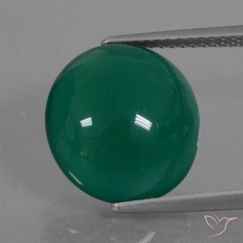 7.06ct Natürlicher Mittleres Dunkelgrün Achat, Oval, Lichtdurchlässig, Photo A