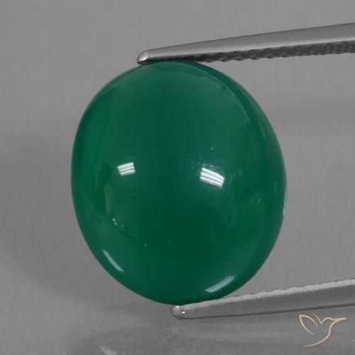 6.42ct Natürlicher Mitteltiefgrün Achat, Oval, Lichtdurchlässig