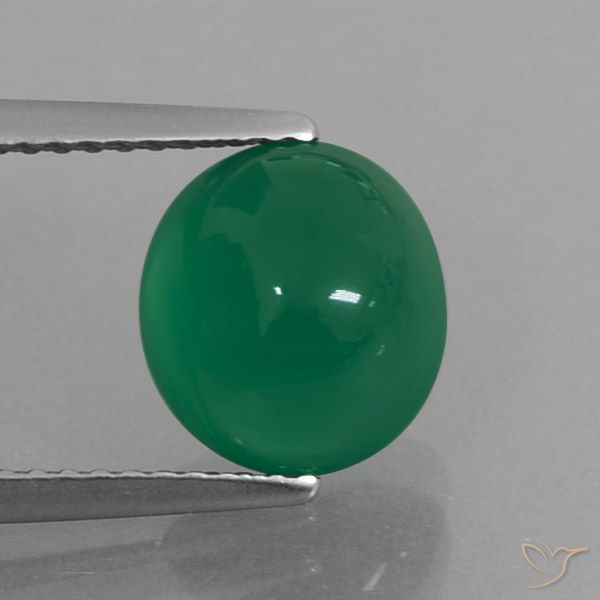 3.09ct Natürlicher Mittelgrün Achat, Oval, Lichtdurchlässig