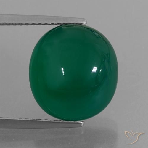 8.23ct Natürlicher Waldgrün Achat, Oval, Lichtdurchlässig