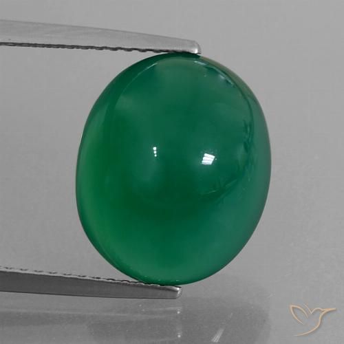 7.30ct Natürlicher Mittelgrün Achat, Oval, Lichtdurchlässig