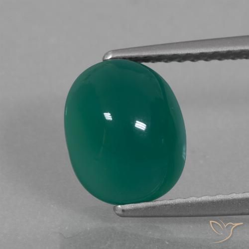 3.02ct Natürlicher Mittelgrün Achat, Oval, Lichtdurchlässig