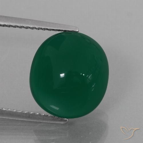 6.74ct Natürlicher Grün Achat, Oval, Lichtdurchlässig