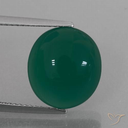7.17ct Natürlicher Mittleres Dunkelgrün Achat, Oval, Lichtdurchlässig