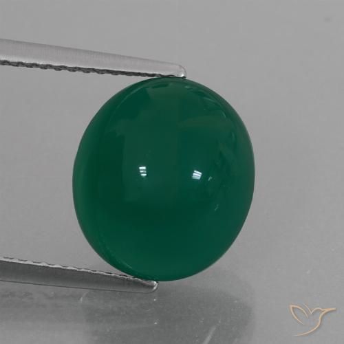 6.73ct Natürlicher Mittleres Dunkelgrün Achat, Oval, Lichtdurchlässig
