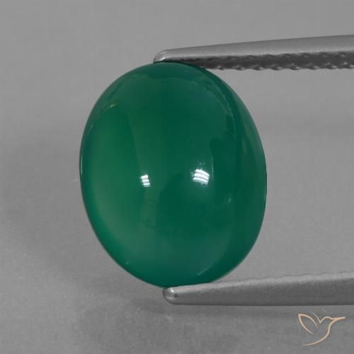3.40ct Natürlicher Mittelgrün Achat, Oval, Lichtdurchlässig