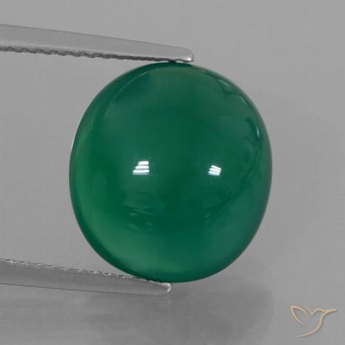 7.06ct Natürlicher Waldgrün Achat, Oval, Lichtdurchlässig