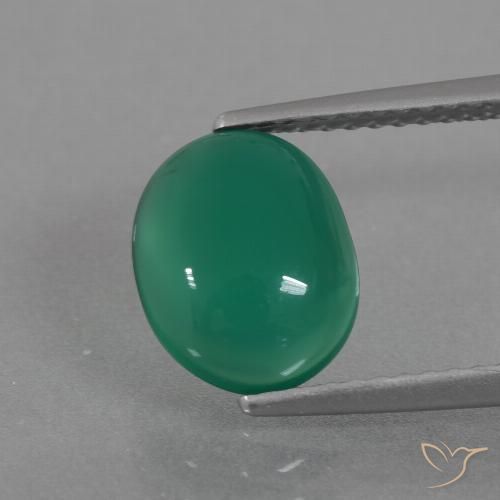 2.11ct Natürlicher Mittelgrün Achat, Oval, Lichtdurchlässig