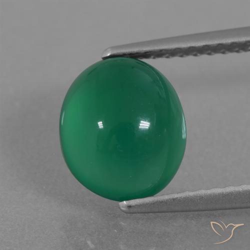 2.63ct Natürlicher Warmes Grün Achat, Oval, Lichtdurchlässig