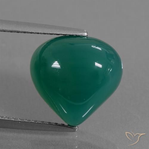 6.12ct Natürlicher Kühles Grün Achat, Birnenform, Lichtdurchlässig