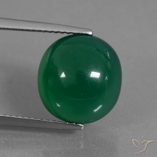 7.02ct Natürlicher Mittelgrün Achat, Oval, Lichtdurchlässig
