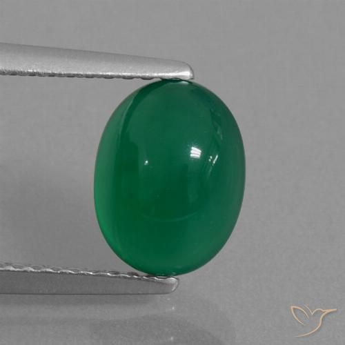 2.24ct Natürlicher Waldgrün Achat, Oval, Lichtdurchlässig
