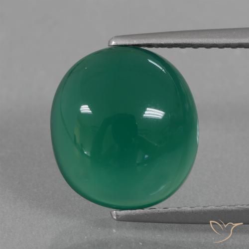 3.83ct Natürlicher Mitteltiefgrün Achat, Oval, Lichtdurchlässig, Photo A