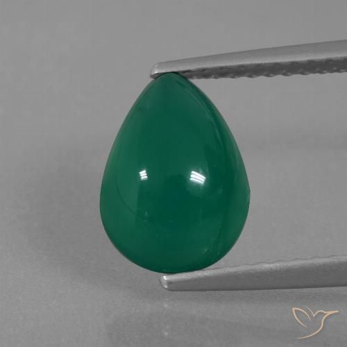 2.54ct Natürlicher Grün Achat, Birnenform, Lichtdurchlässig, Photo A