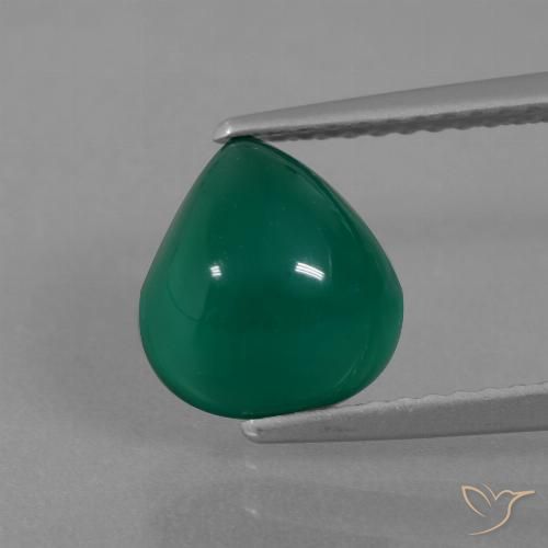 2.47ct Natürlicher Mittleres Dunkelgrün Achat, Birnenform, Lichtdurchlässig
