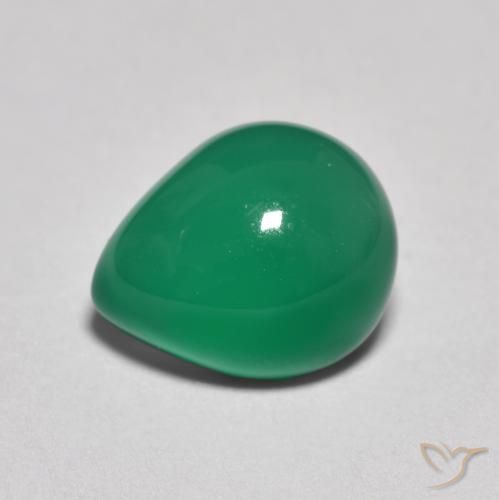 2.67ct Natürlicher Mitteltiefgrün Achat, Birnenform, Lichtdurchlässig