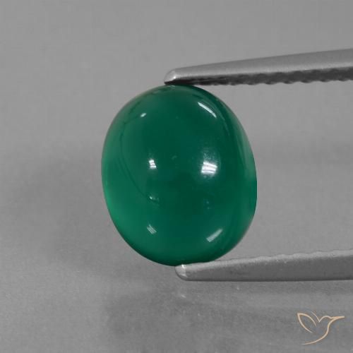2.46ct Natürlicher Mitteltiefgrün Achat, Oval, Lichtdurchlässig