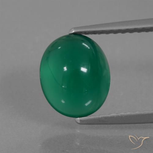 2.40ct Natürlicher Waldgrün Achat, Oval, Lichtdurchlässig