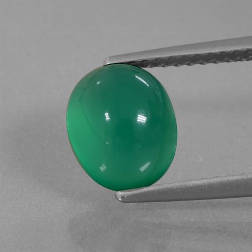 2,52 ctw natürlicher grüner Achat, Oval Schliff, Lichtdurchlässig