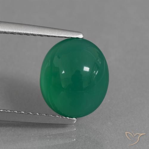 2.81ct Natürlicher Mittelgrün Achat, Oval, Lichtdurchlässig