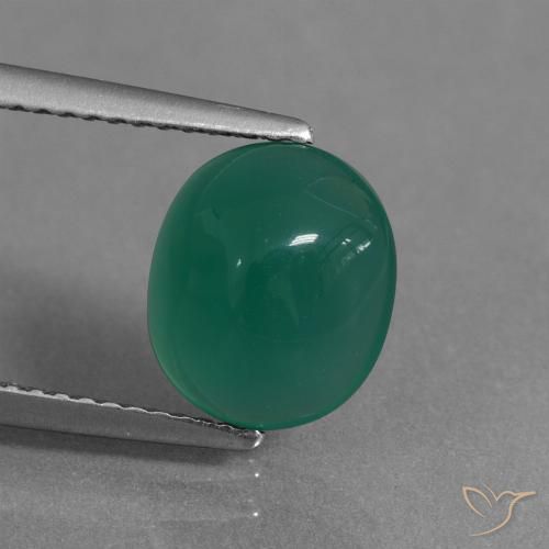 2.53ct Natürlicher Mittelgrün Achat, Oval, Lichtdurchlässig
