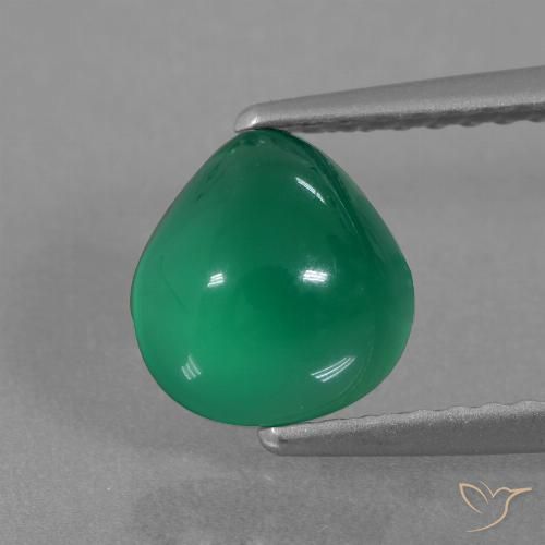 1.63ct Natürlicher Mittelgrün Achat, Birnenform, Lichtdurchlässig, Photo A