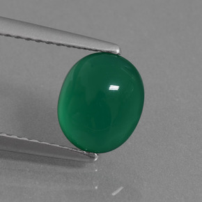 1,56 ctw natürlicher grüner Achat, Oval Schliff, Lichtdurchlässig