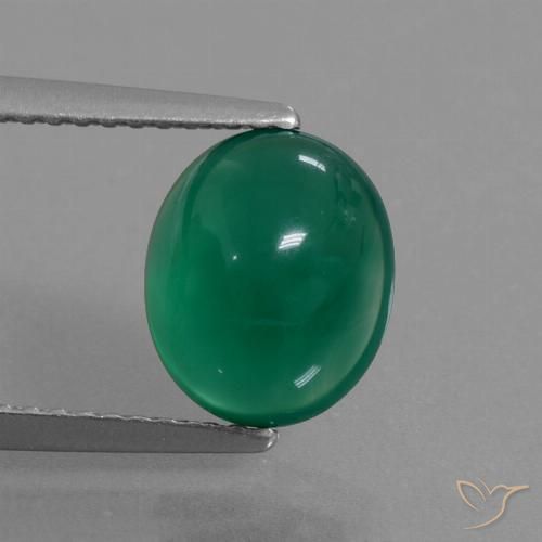 2.57ct Natürlicher Waldgrün Achat, Oval, Lichtdurchlässig