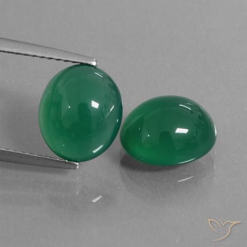 5.95ctw Natürlicher Waldgrün Achat, Oval, Lichtdurchlässig