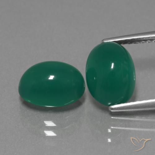 4.93ctw Natürlicher Mittelgrün Achat, Oval, Lichtdurchlässig