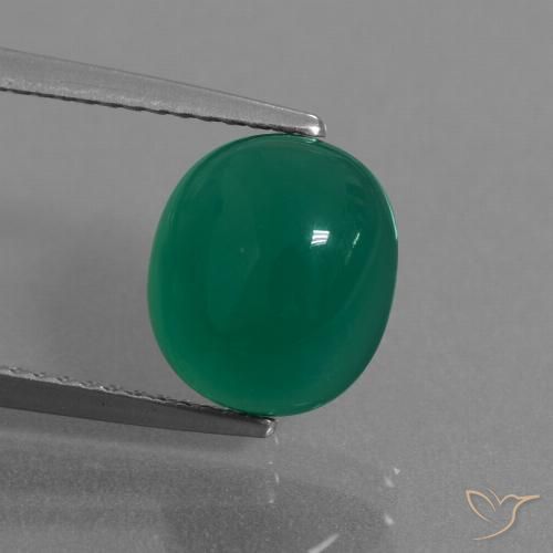 3.48ct Natürlicher Mitteltiefgrün Achat, Oval, Lichtdurchlässig