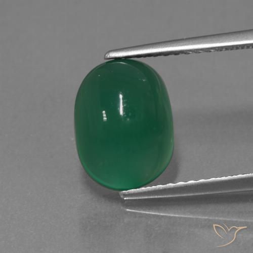 3.11ct Natürlicher Waldgrün Achat, Oval, Lichtdurchlässig